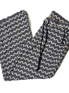 Democracy Lounge Pants Womens 12 Blue Geometric Rayon Drawstring Lightweight